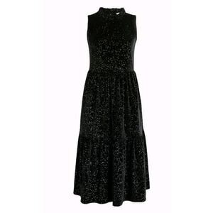 J Crew Factory Dress Women’s Black Shimmer Velvet Midi Sleeveless Sz 00 (Y